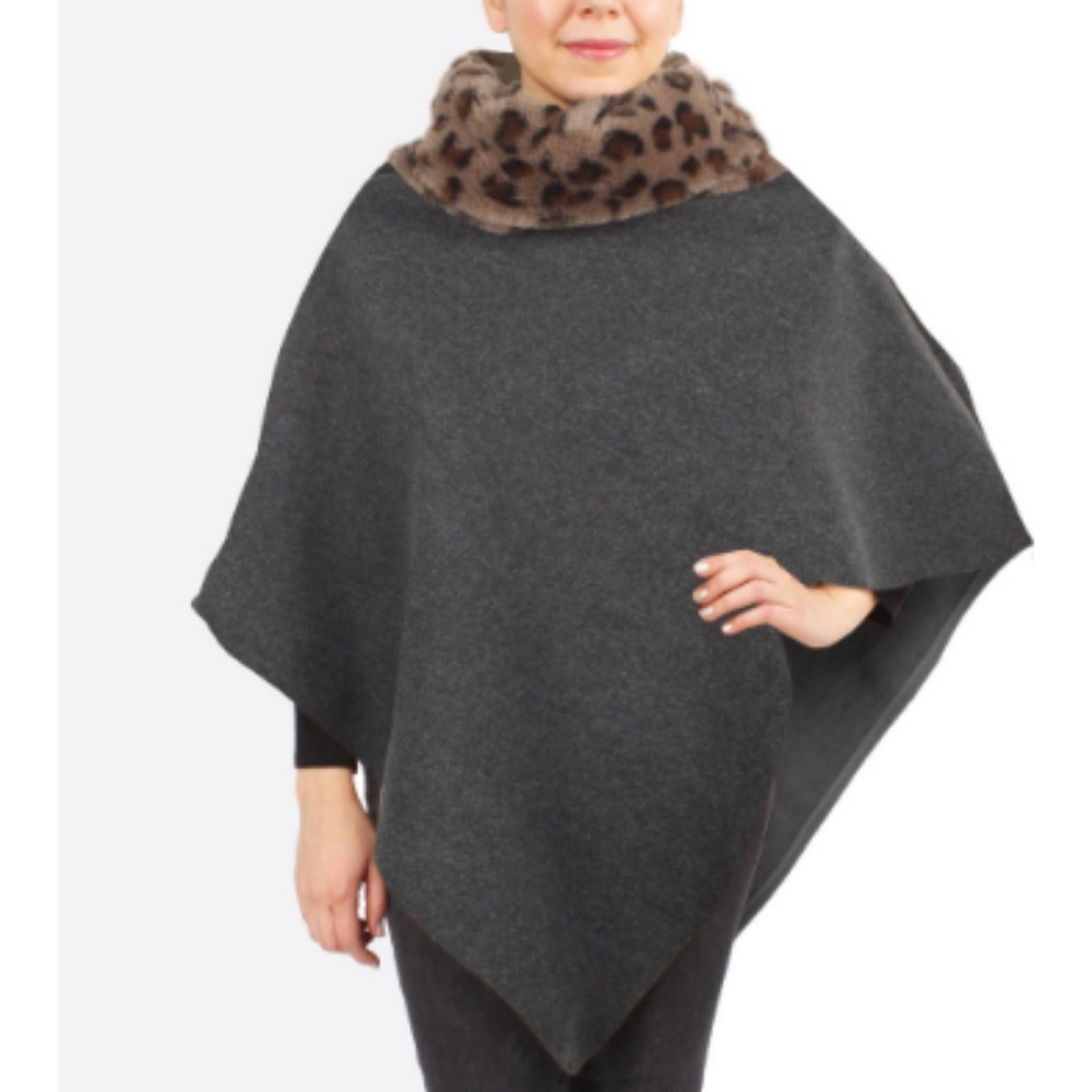 One Size Cheetah Neck Poncho